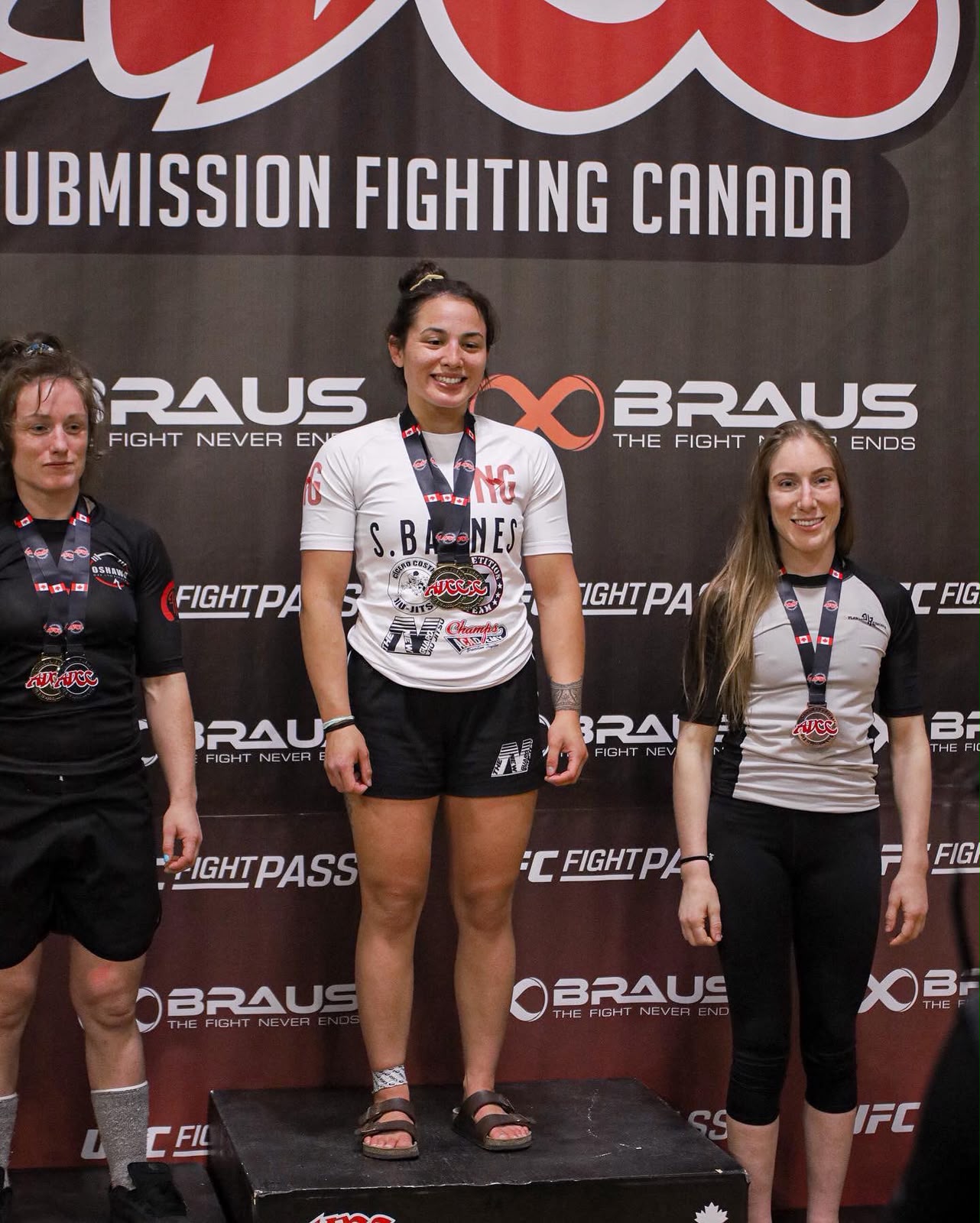 Professor Shiv Barnes – ADCC Canada Champion Professor Shiv Barnes standing on the top podium after winning an ADCC Canada no-gi division.